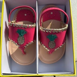 Jack Rogers Pink and Green Sandals with Pineapple Charm
